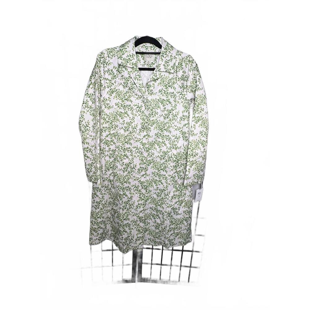 MACYS FLOWER SHOW Raincoat Green Multi Leaf Print Water Resistant‎ Womens XS